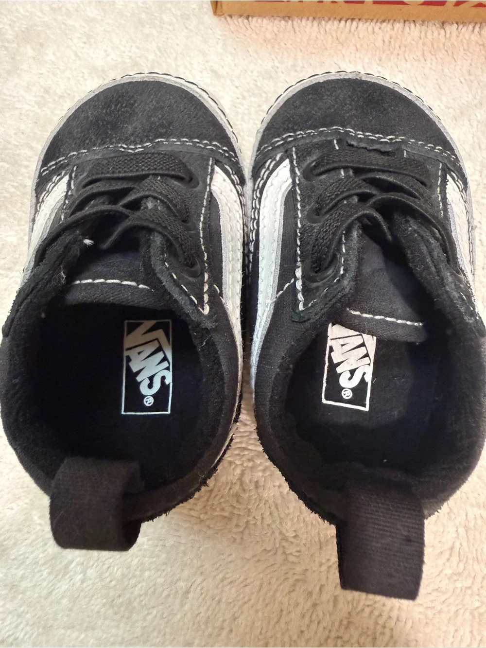 Vans Kids Black & White Low-Top Skate Sneakers